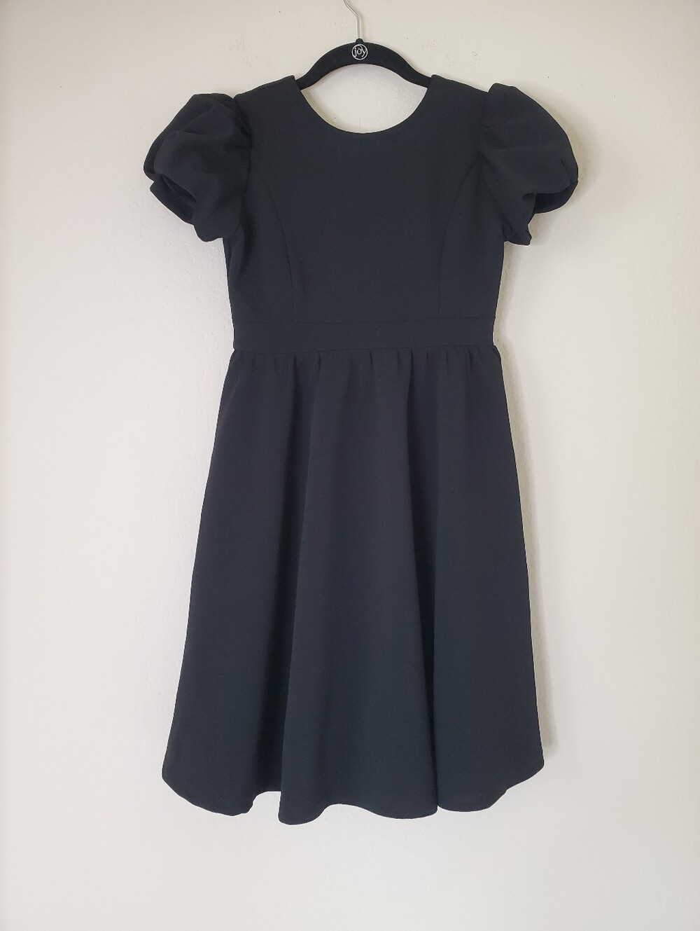 Ivy City Co Charlie Black Dress Puff Sleeves Full Skirt GIRLS Size 11-12 Neutral